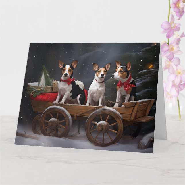 Råtta Terrier Snowy Sleigh-juldekretet Kort (Orkide)