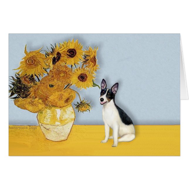 Råtta Terrier - Solblommor Hälsningskort (Framsidan Horizontal)