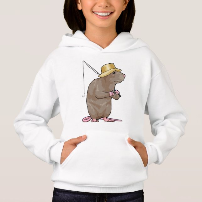 Råtta vid fiske med fiskstav t shirt (Framsida)