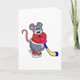 Råtta vid ishockey med ishockeyklubba kort