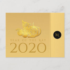 Råtta Year 2020 fruits Elegant Monogram Postcard Vykort