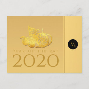 Råtta Year 2020 fruits Elegant Monogram Postcard Vykort