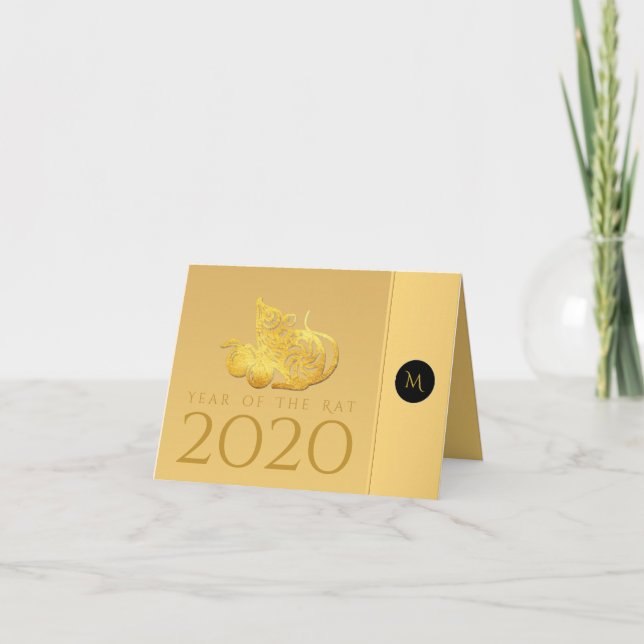Råtta Year 2020 fruits Elegant Monogram SGC Helgkort (Framsida)