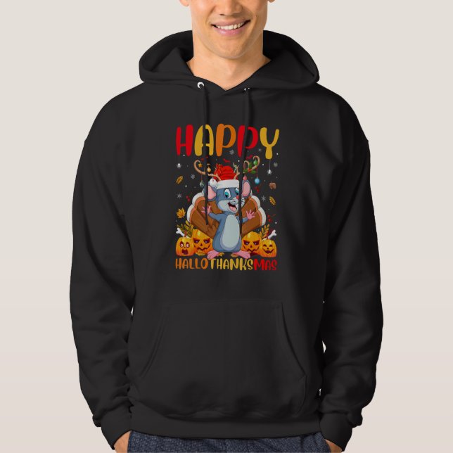 Råttdjur  Glad råtta Hellotackmas Hoodie (Framsida)