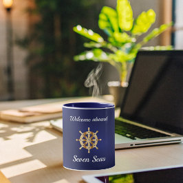 Ratten namn guld vid marin blå jaktbåt mugg