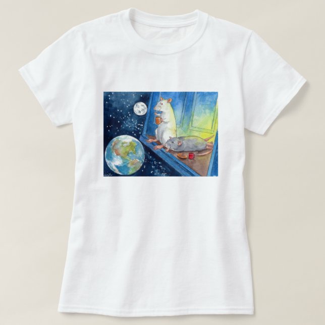 Rattiess kosmiska kopp av Tea för damer Tee Shirt (Design framsida)