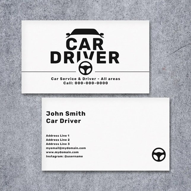 Rattikon - Bilförare Visitkort (Steering Wheel Icon - Car Driver Business Card)