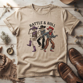 Rattle & Roll Skelett Cowboy Western Dans T Shirt