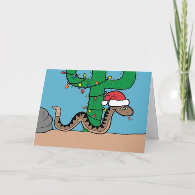 Rattle Snake Cactus Julgran Greeting Card Helgkort (Framsida)