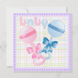 Rattles Baby Gender Reveal Party-inbjudan Inbjudningar