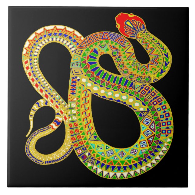 Rattlesnake Ceramic Tile - Black Kakelplatta (Framsidan)