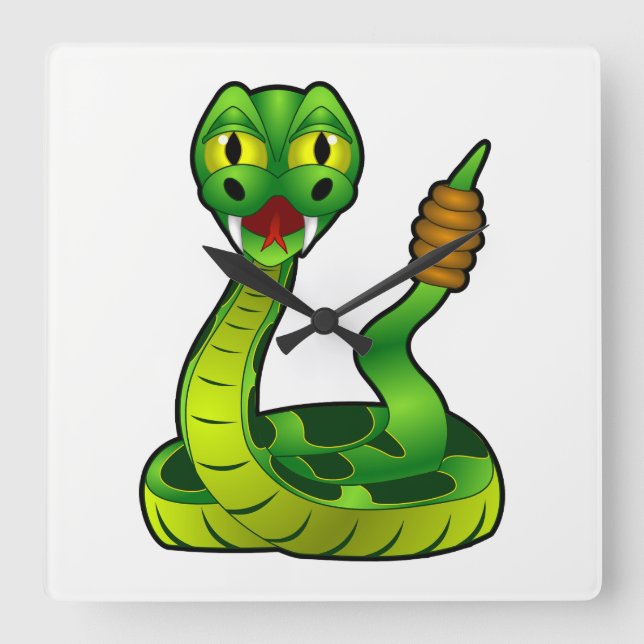 Rattlesnake Fyrkantig Klocka (Framsida)