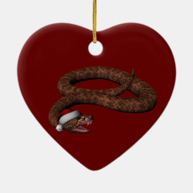 Rattlesnake med Santa Hat Julgransprydnad Keramik (Baksidan)
