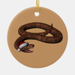 Rattlesnake med Santa Hat Julgransprydnad Keramik