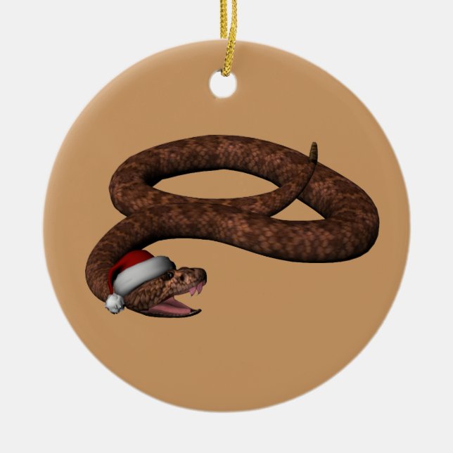 Rattlesnake med Santa Hat Julgransprydnad Keramik (Framsidan)