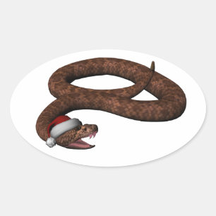 Rattlesnake med Santa Hat Ovalt Klistermärke