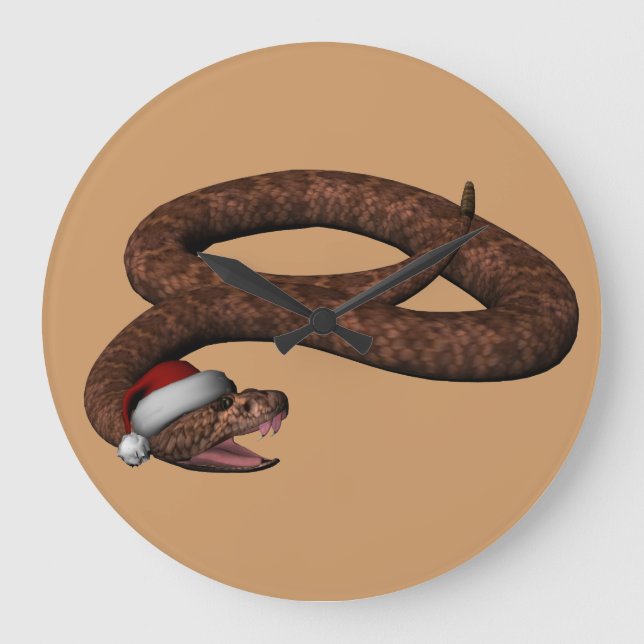 Rattlesnake med Santa Hat Stor Klocka (Framsida)