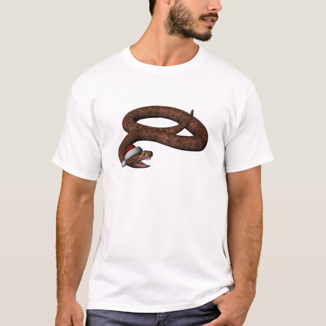 Rattlesnake med Santa Hat Tee Shirt (Framsida)