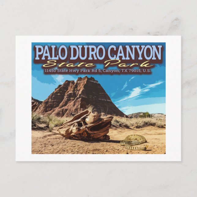 RATTLESNAKE - PALO DURO CANYON STATE PARK - TEXAS VYKORT (Framsida)