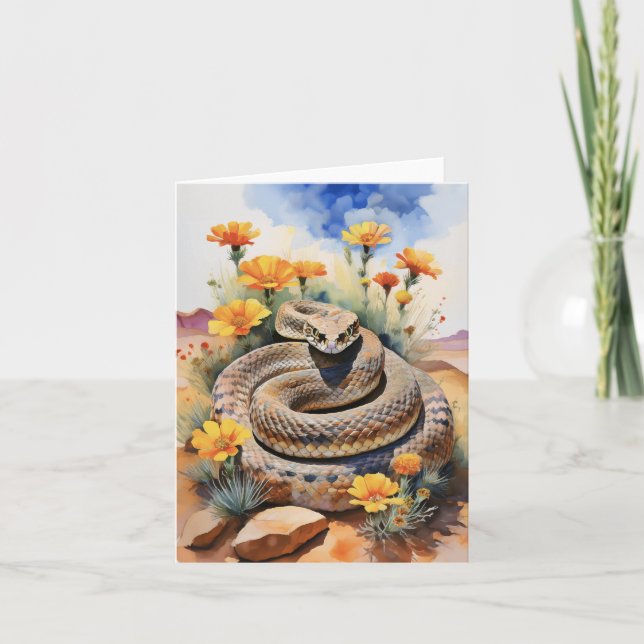 Rattlesnake Southwest Watercolor Kort (Framsida)