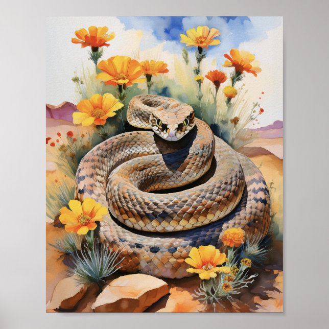 Rattlesnake Southwest Watercolor Poster (Framsidan)