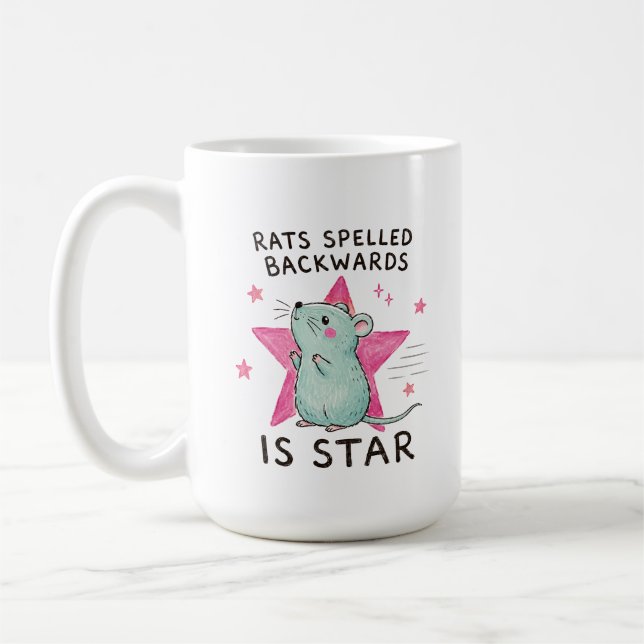 Råttor Baklänges Är Stjärna Rolig Råtta Kaffemugg (Vänster)