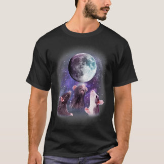 Råttor Howling vid Måne Shirt Funny Råtta T Shirt