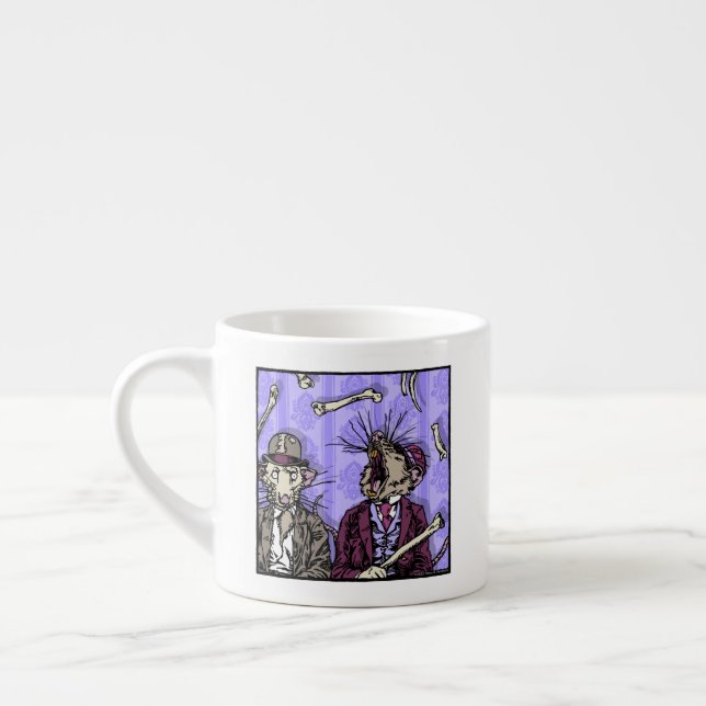 Råttor och ben - Pop Goth Mardröms Surreal 6 oz Espressomugg (Vänster)
