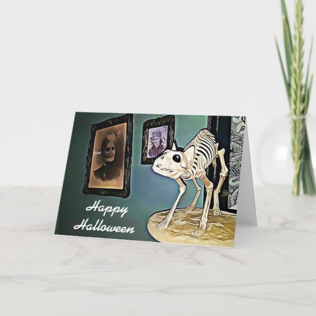 Råttor, Skeleton och Witches Halloween Card Kort (Framsida)