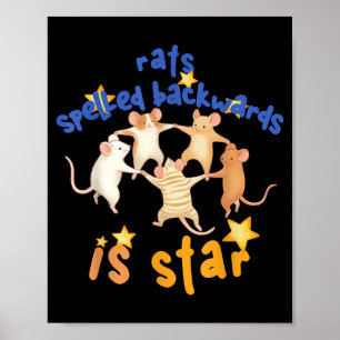 Råttor stavade baklänges är Star Roligt Råttmem Rå Poster