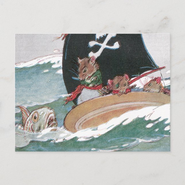 Råttpiraterna & den stora skrämmande fisken vykort (Framsida)