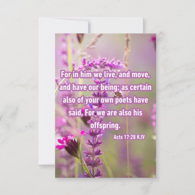 Rättsakter 17:28 KJV Bible Verse Pic Hälsning Kort (Framsida)