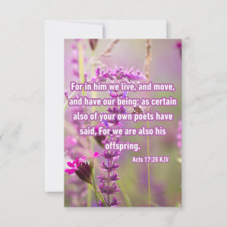 Rättsakter 17:28 KJV Bible Verse Pic Hälsning Kort