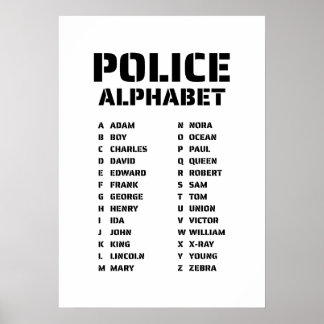 Rättshandläggning Alfabetdiagram - Polis Fonetisk Poster