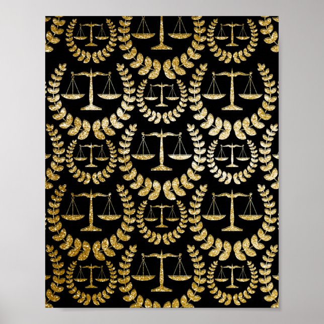 Rättskipningsskalorna i guld upprepar Mönster Poster (Framsidan)