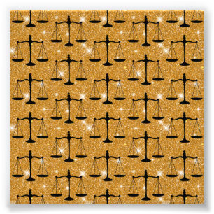 Rättslig symbol Balanserade skalor Golden Glitter Fototryck