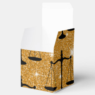 Rättslig symbol Balanserade skalor Golden Glitter Presentaskar