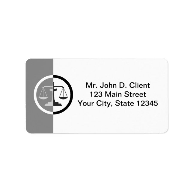 Rättsliga skalor adressetikett (Framsidan)