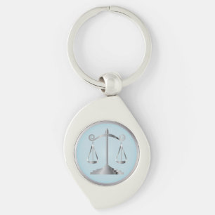 Rättsliga skalor Lag Advokat Aqua Blue Swirl Silverfärgad Nyckelring