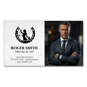 Rättssystemets Logotyp Affärsman Lawyer Magnetiska Visitkort