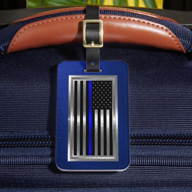 Rättsväsende Amerikansk Flagga Blå Rand Bagagebricka (Framsida Insitu 2)