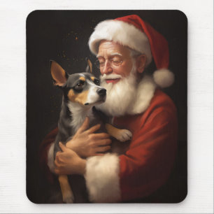 Råttterrier med Tomte Julfirande Jul Musmatta