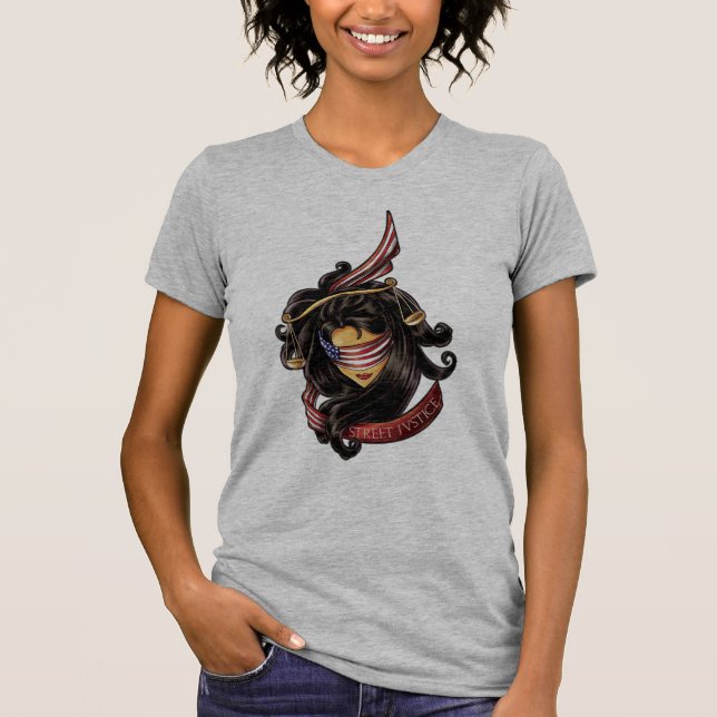 Rättvisa är blind vid gatarättvisa tee (Framsida)