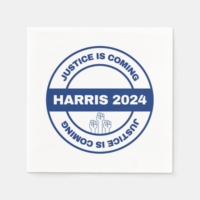 Rättvisa är på väg | Kamala harris Walz Val Pappersservett (Framsidan)