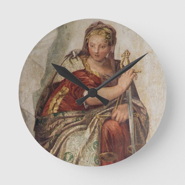 Rättvisa från väggarna av sacristyen (frescoen) rund klocka (Framsida)
