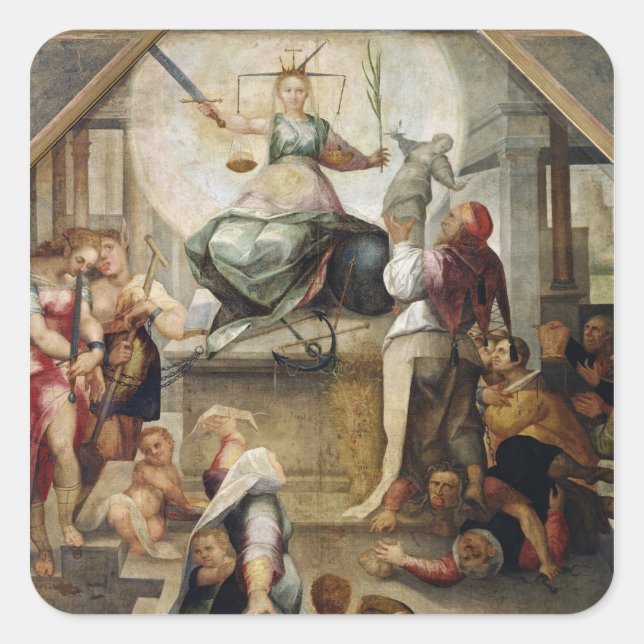 Rättvisa Fyrkantigt Klistermärke (Framsida)