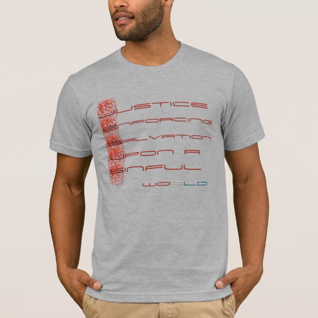 Rättvisa som upprätthåller räddning på en syndfull t shirt (Framsida)