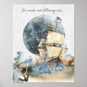 Rättvisa Vind och havets nautiska Frakt Poster