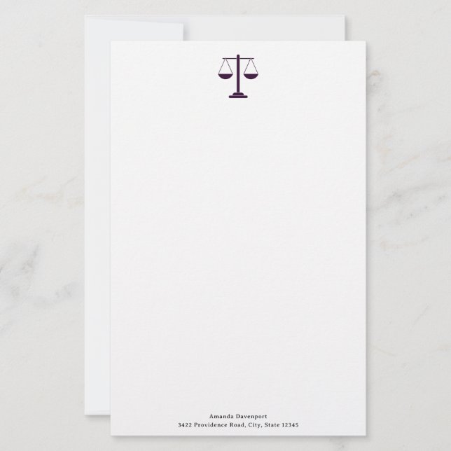 Rättvisans vågar Juridiska tjänster Symbol Brevpapper (Framsida)