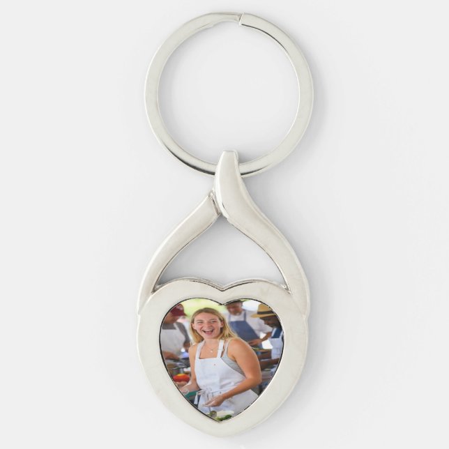 Rättvist Matlagningstävling Foto Anpassa Twisted Heart Silverfärgad Nyckelring (Framsidan)
